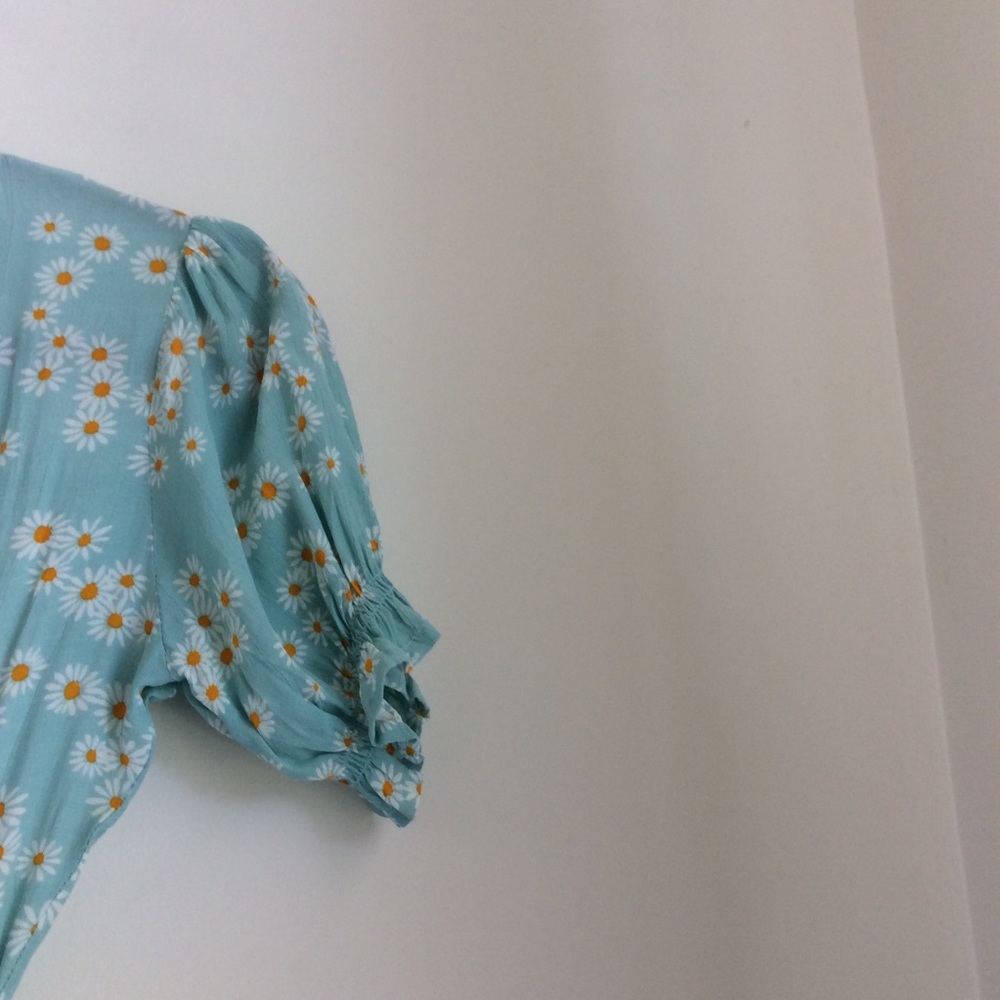 Faithfull the Brand Mint Green Daisy Wrap Mini Dress - Picture 4 of 11